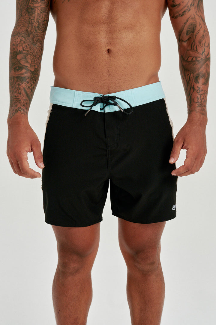 Boardshort Retro Faixa Lateral - Preto