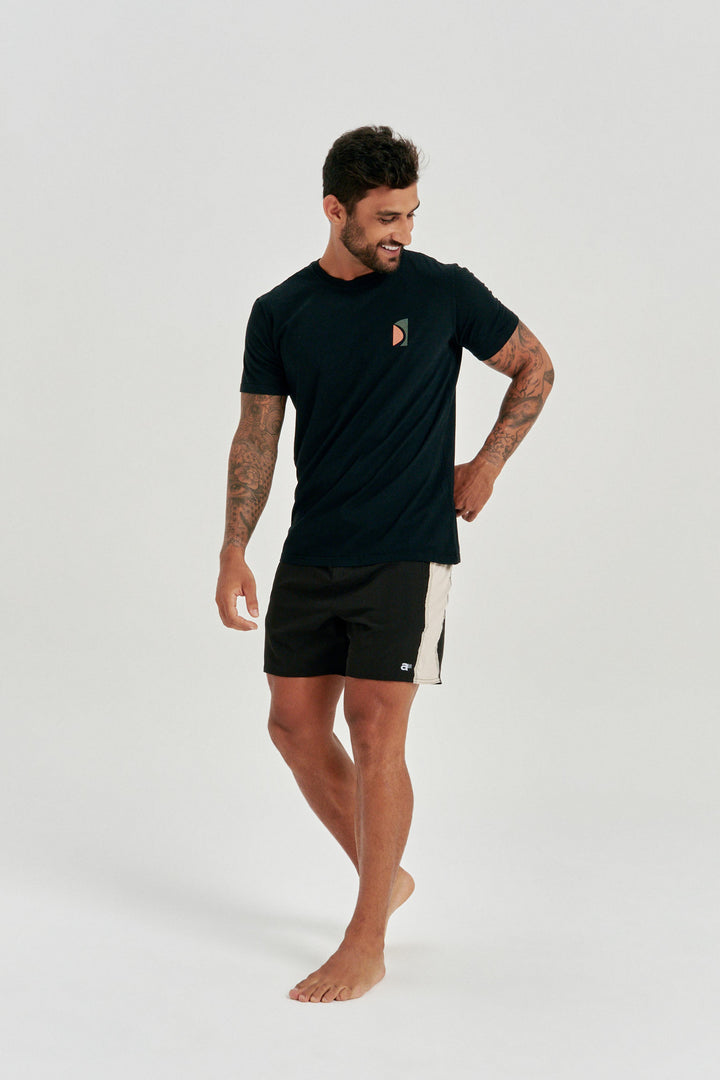 Boardshort Retro Faixa Lateral - Preto