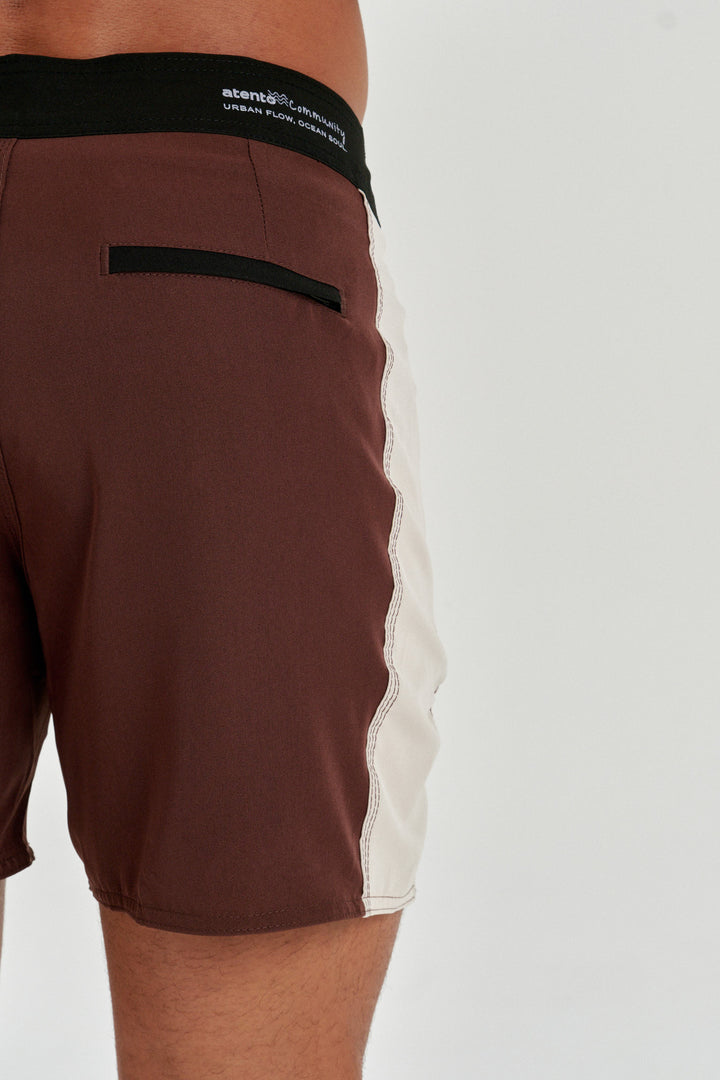 Boardshort Retro Faixa Lateral -  Marrom