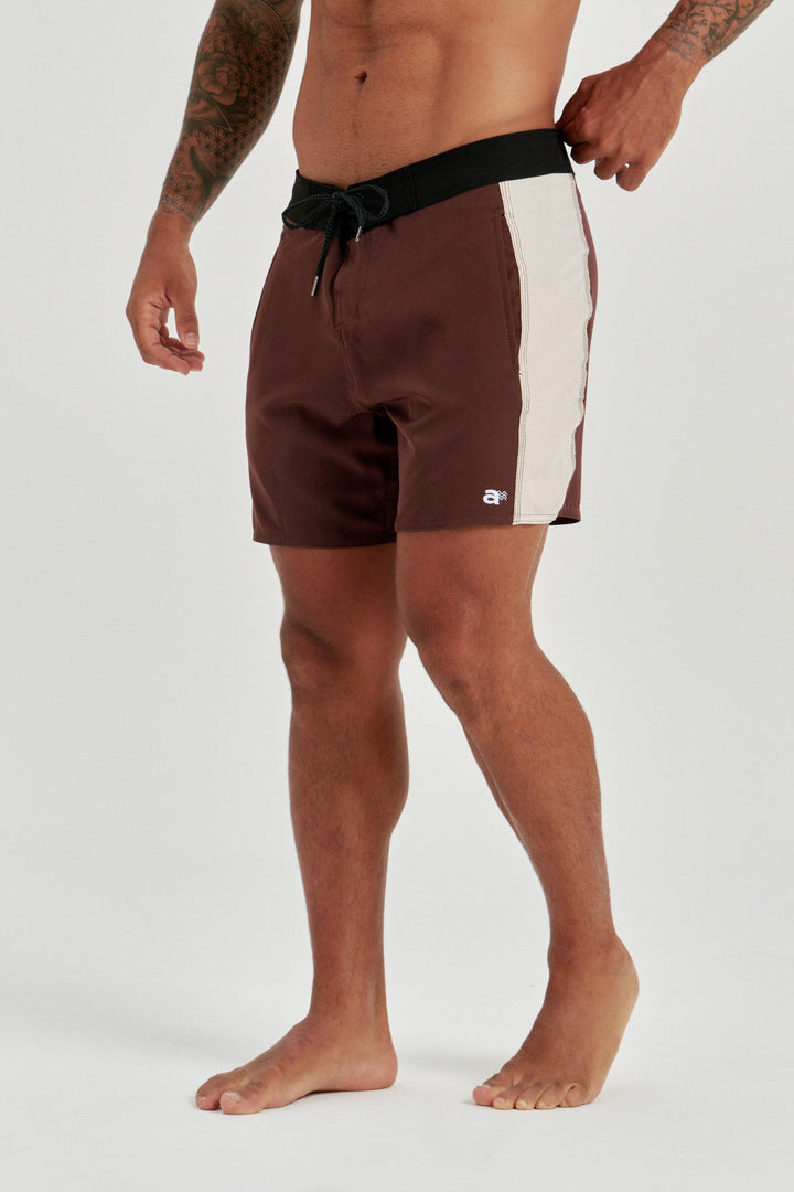 Boardshort Retro Faixa Lateral -  Marrom