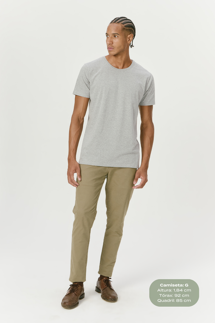 Calça de Sarja Slim Fit - Caqui