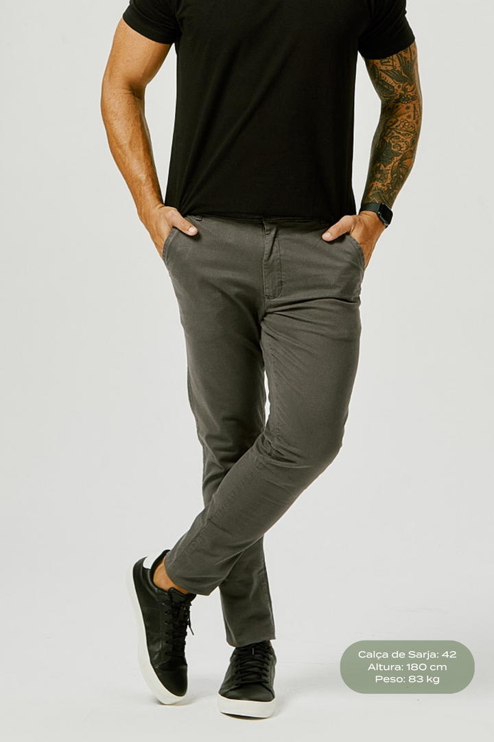 Calça de Sarja Slim Fit - Caqui
