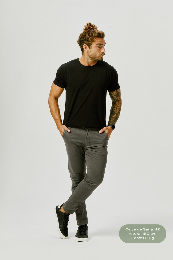 Calça de Sarja Slim Fit - Caqui
