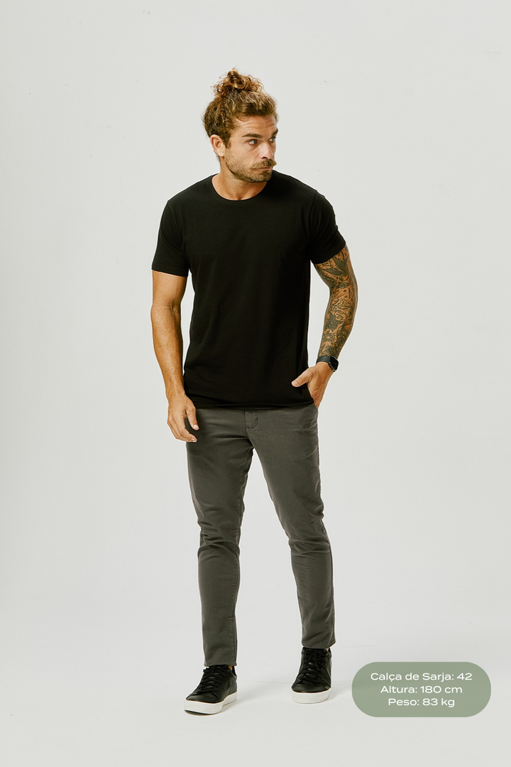 Calça de Sarja Slim Fit - Caqui