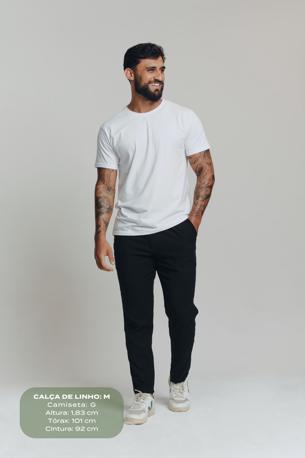 Calça de Linho Simple- Preta