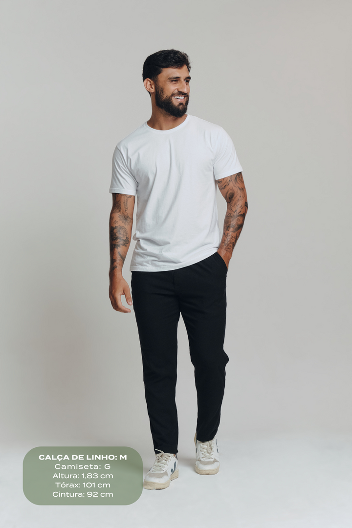 Calça de Linho Simple- Preta