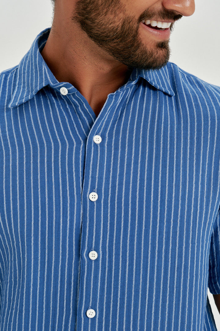 Camisa Stripe Listrada - Azul