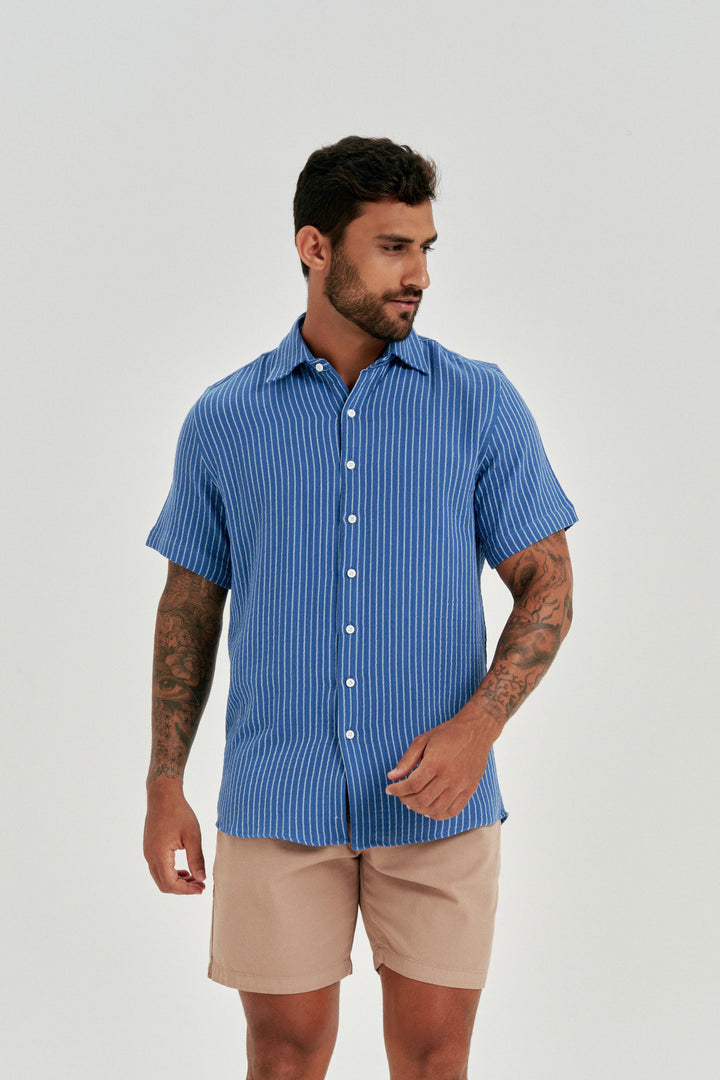 Camisa Stripe Listrada - Azul