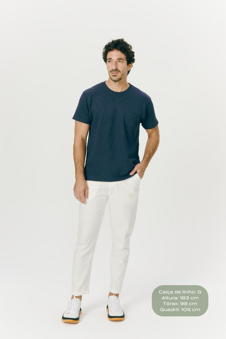 Calça de Linho Atento - Azul