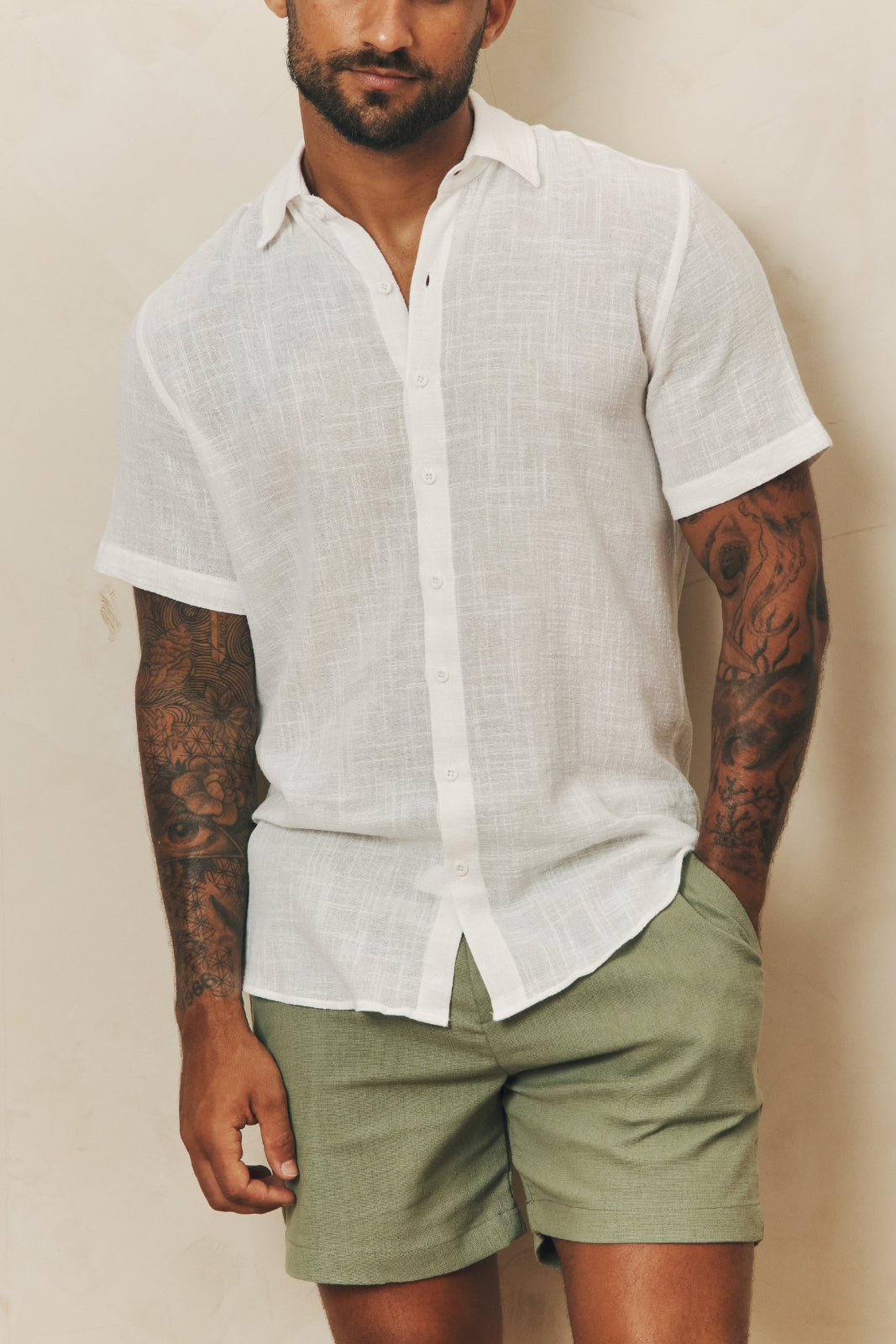 Short de Linho Caraíva - Verde Oliva