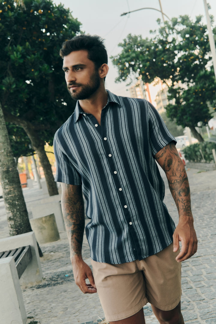 Camisa Texturizada Atlântica - Azul