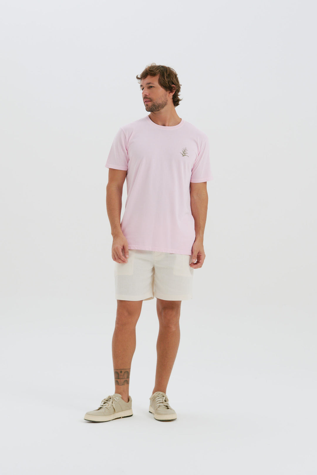 Camiseta Estonada - Botânica - Rosa Claro