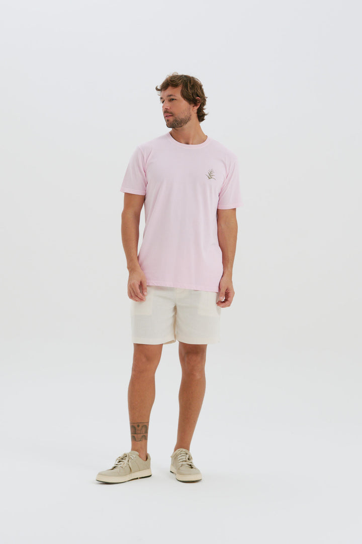 Camiseta Estonada - Botânica - Rosa Claro