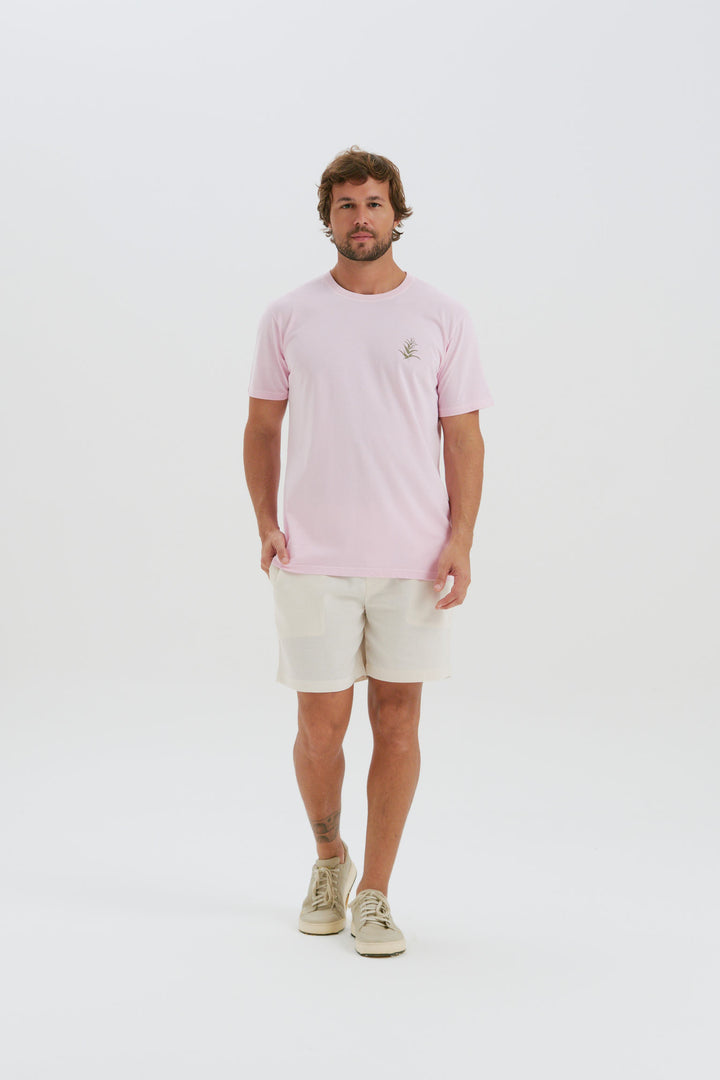 Camiseta Estonada - Botânica - Rosa Claro