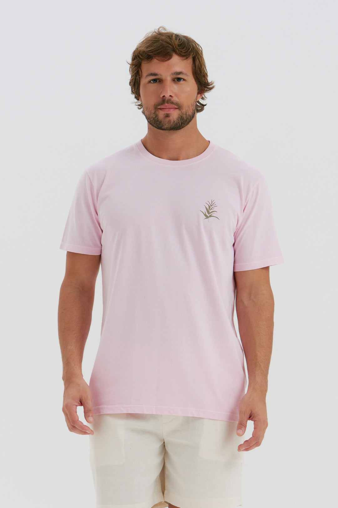 Camiseta Estonada - Botânica - Rosa Claro