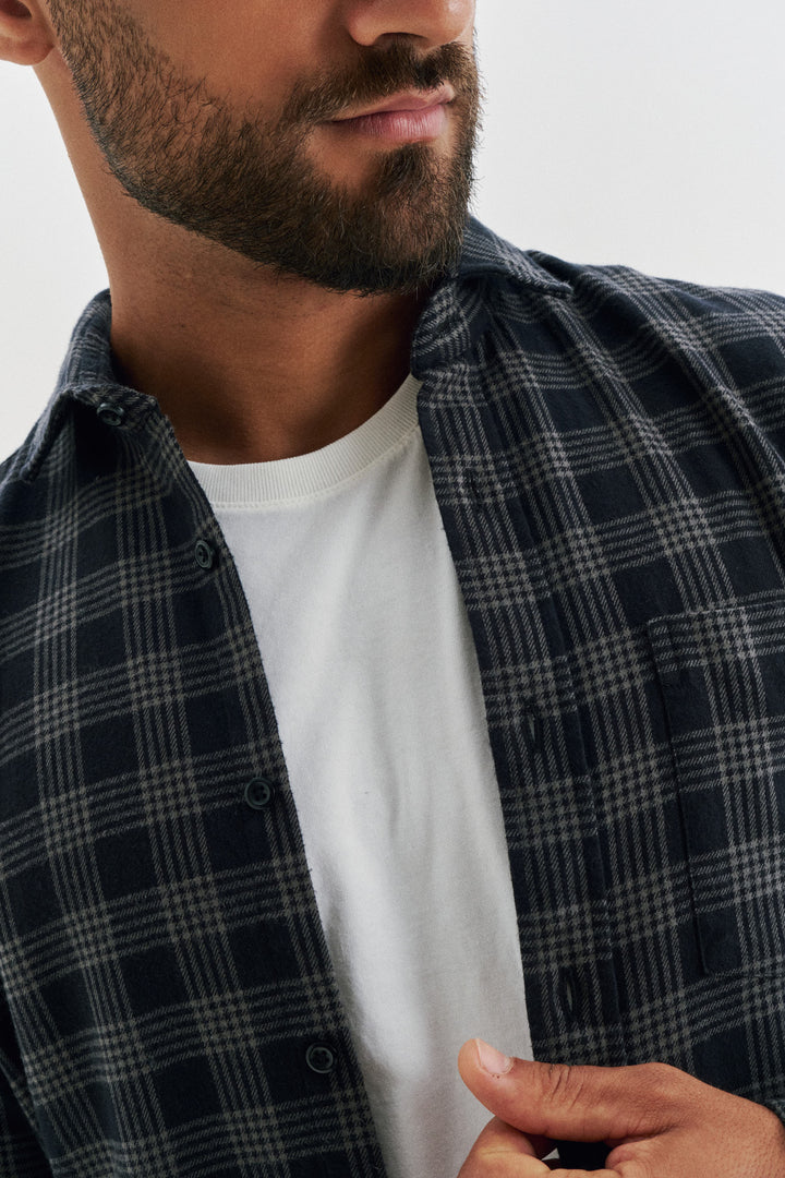 Camisa Flanela Xadrez Neblina - Preta