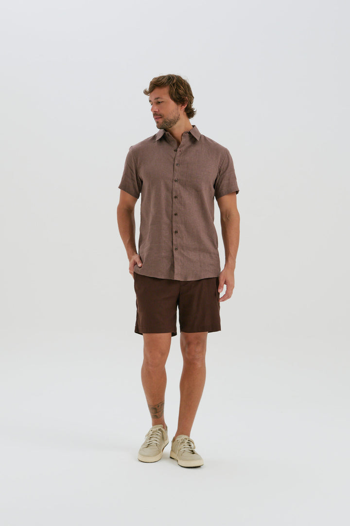 Short de Linho Caraíva - Marrom