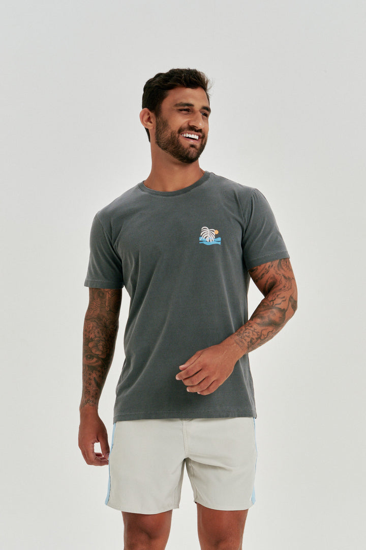 Camiseta Estonada - Sunset Waves - Cinza