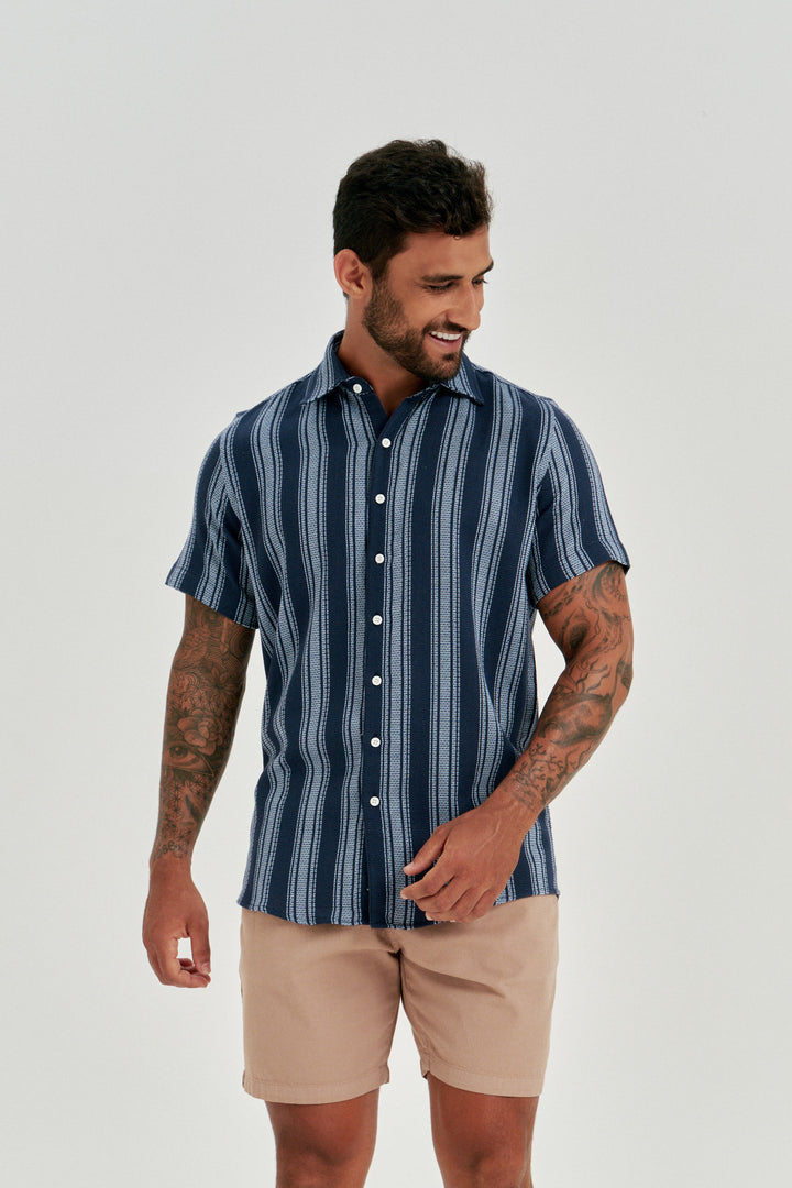 Camisa Texturizada Atlântica - Azul
