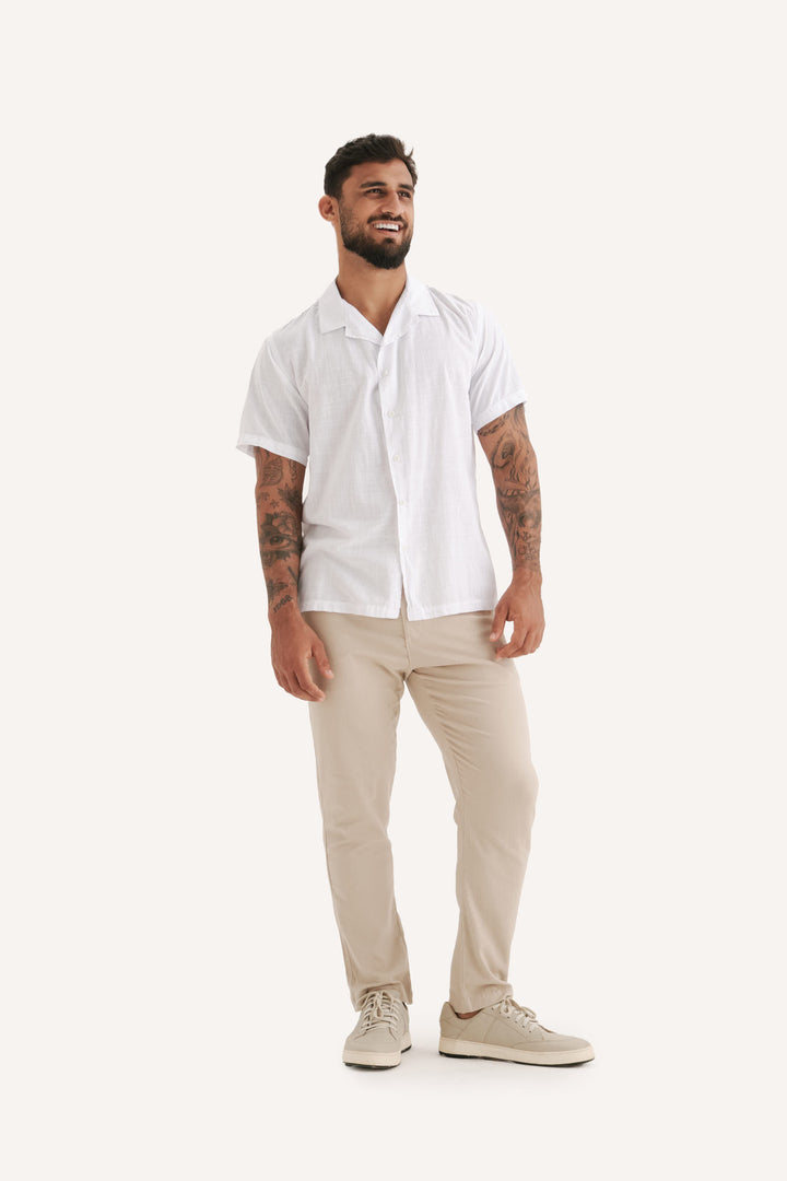 Camisa Cambray Gola Cubana - Branca