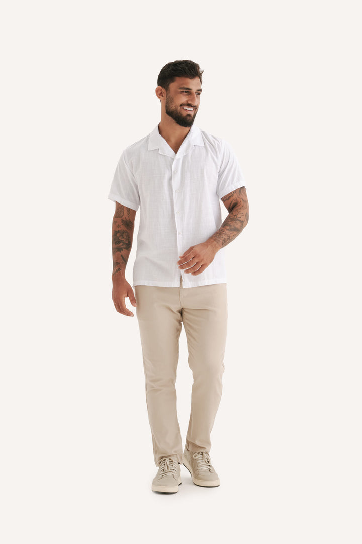 Camisa Cambray Gola Cubana - Branca
