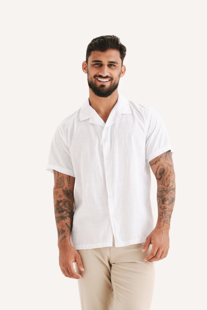 Camisa Cambray Gola Cubana - Branca