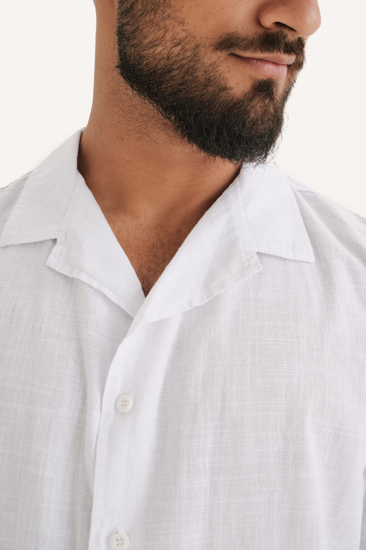 Camisa Cambray Gola Cubana - Branca