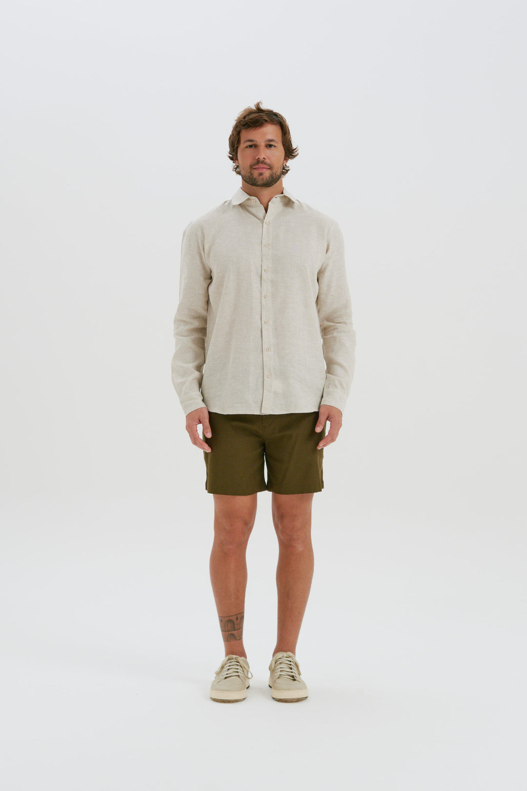 Camisa Puro Linho Manga Longa - Natural