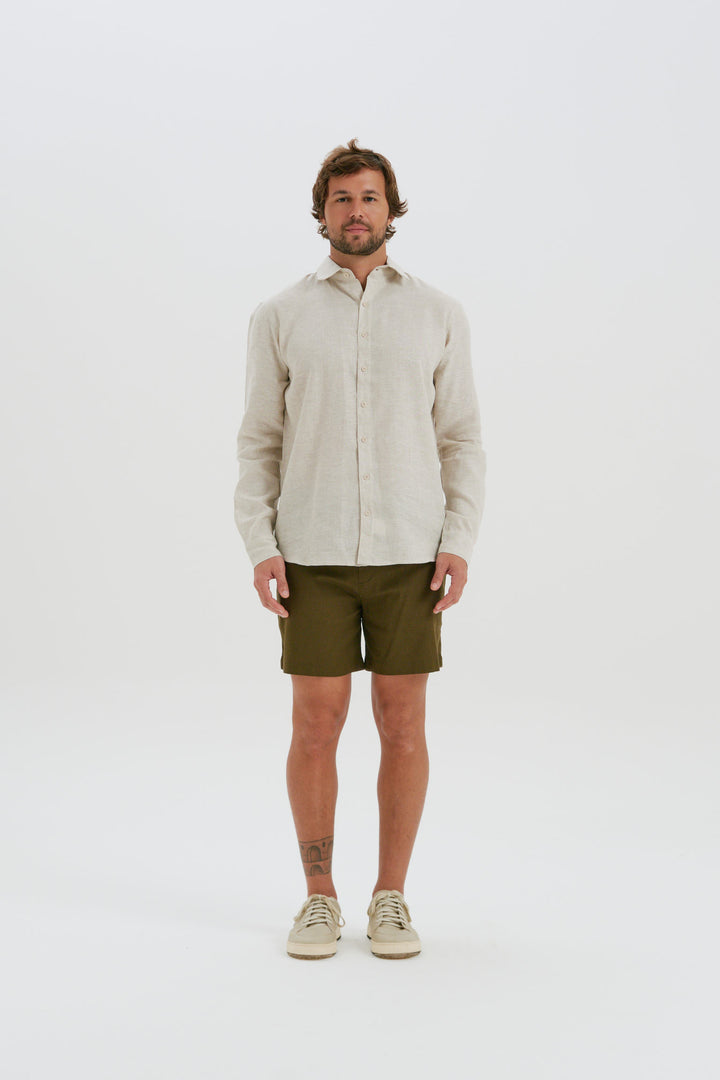 Camisa Puro Linho Manga Longa - Natural