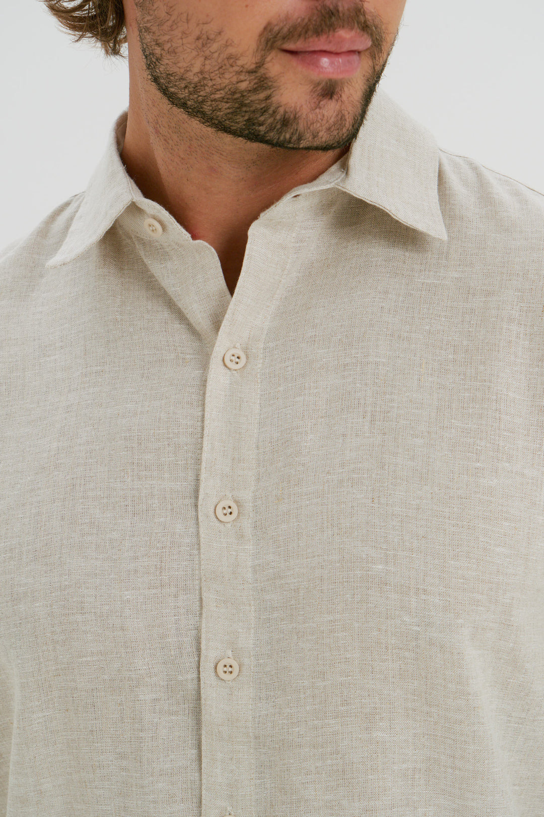 Camisa Puro Linho Manga Longa - Natural