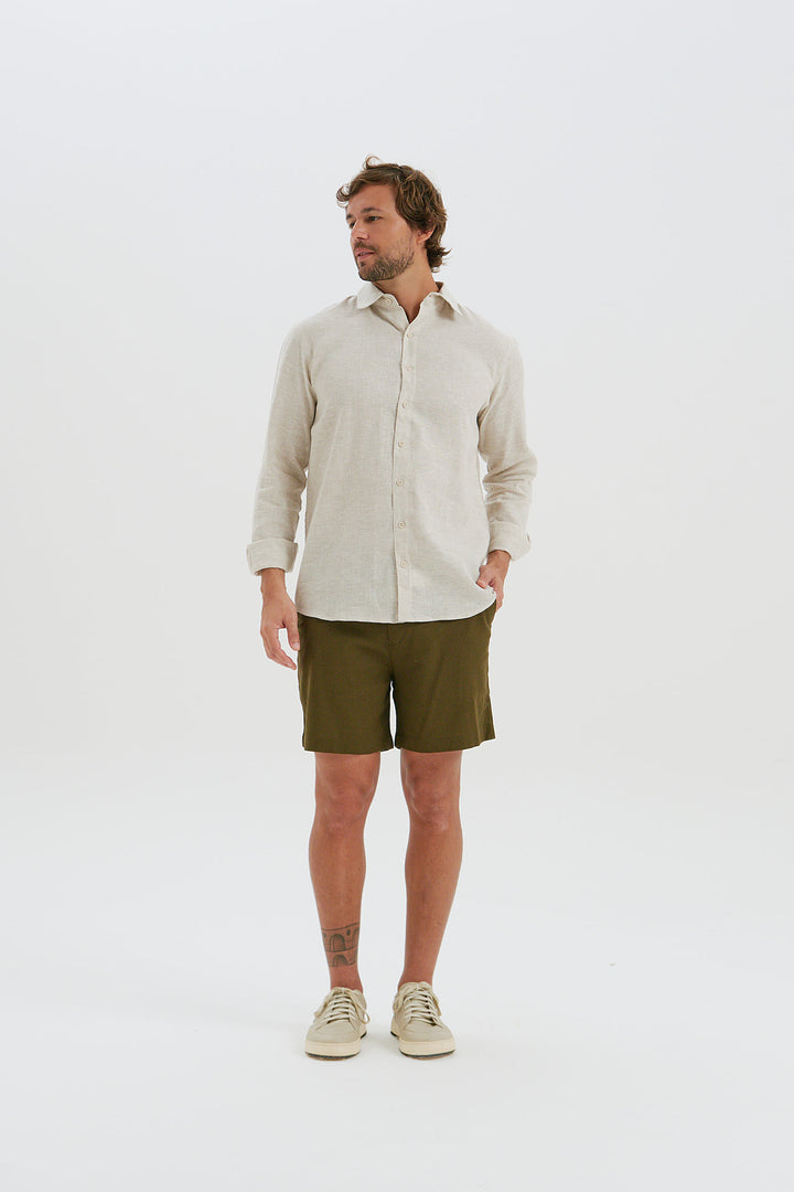 Camisa Puro Linho Manga Longa - Natural