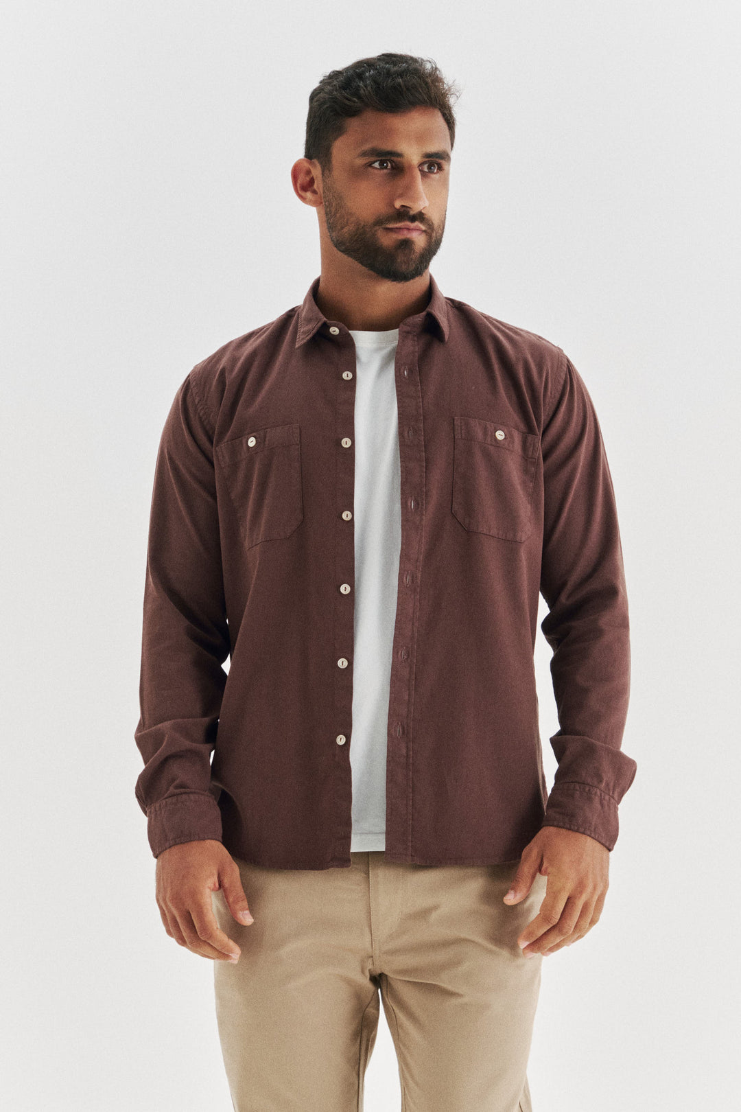 Camisa OverShirt Sarja Utility - Marrom
