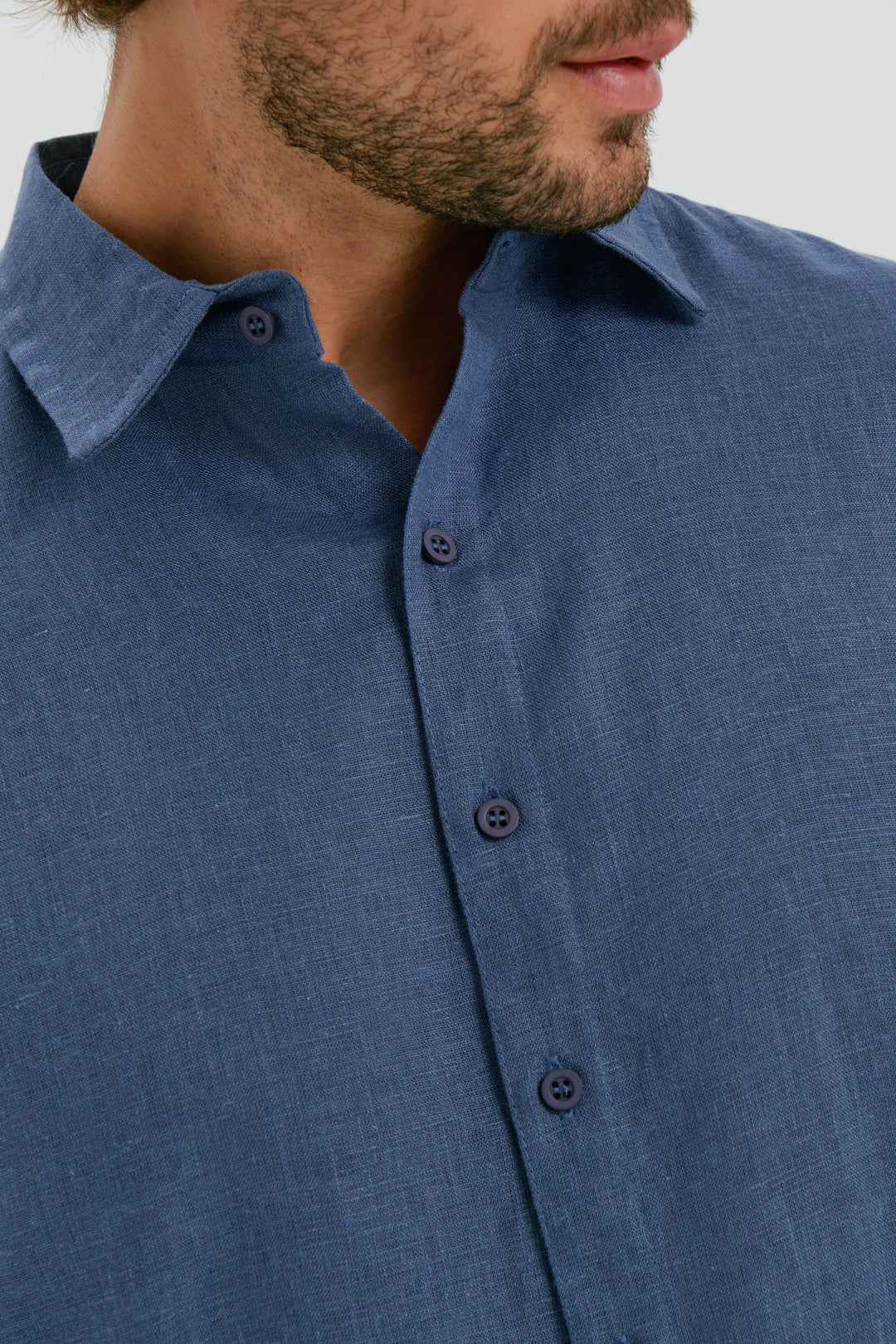 Camisa Puro Linho Manga Longa - Azul Milano