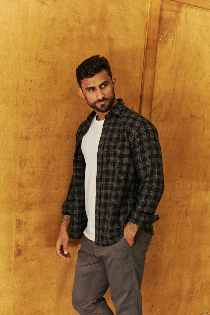 Camisa Flanela Xadrez Neblina - Preta