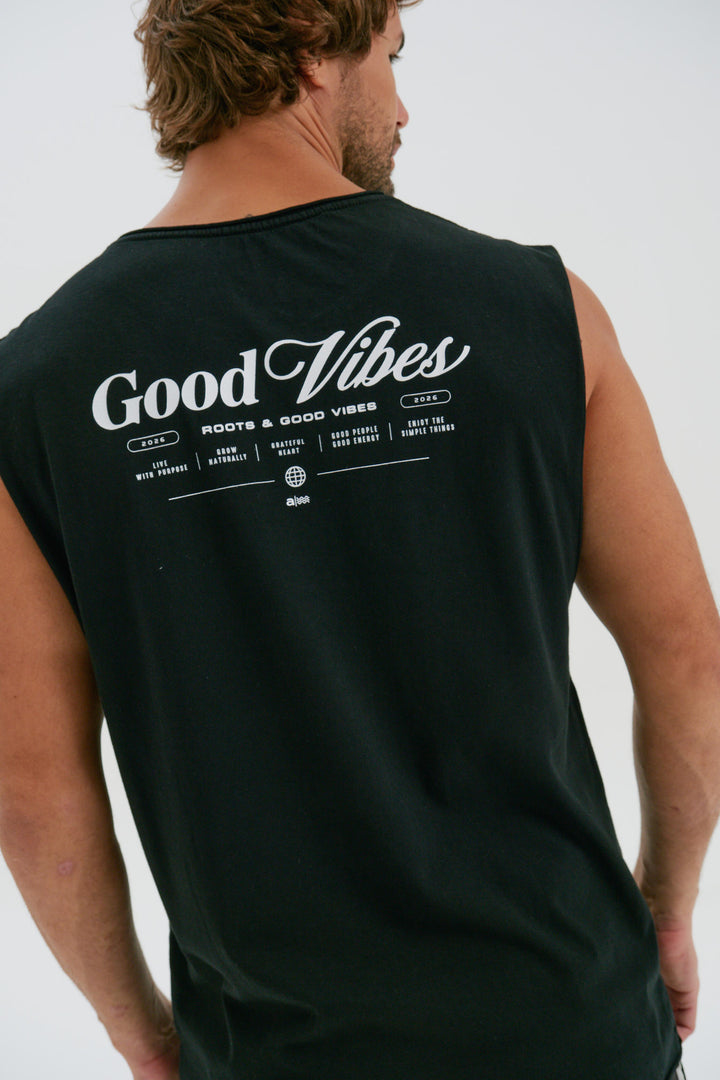 Regata Corte  a Fio - Good Vibes  - Preta