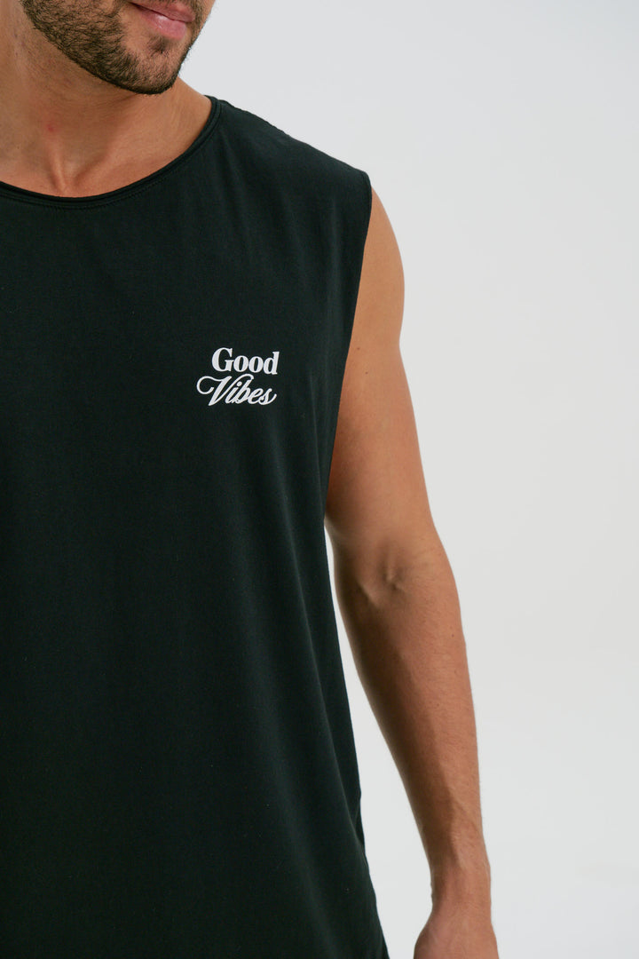 Regata Corte  a Fio - Good Vibes  - Preta