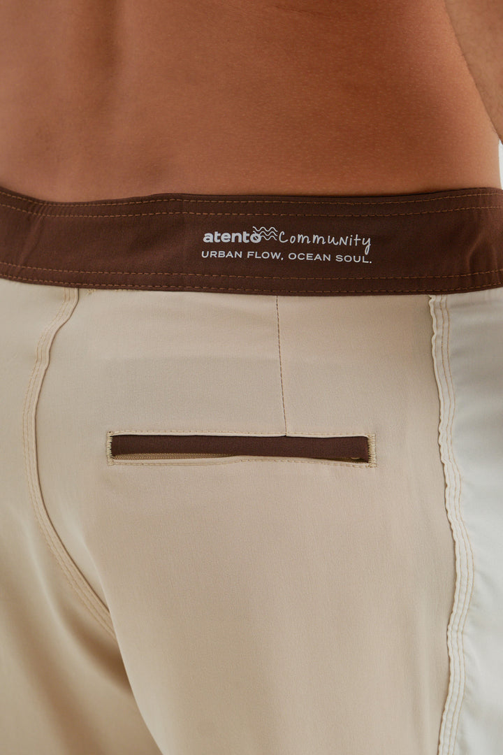 Boardshort Retro Faixa Lateral -  Areia