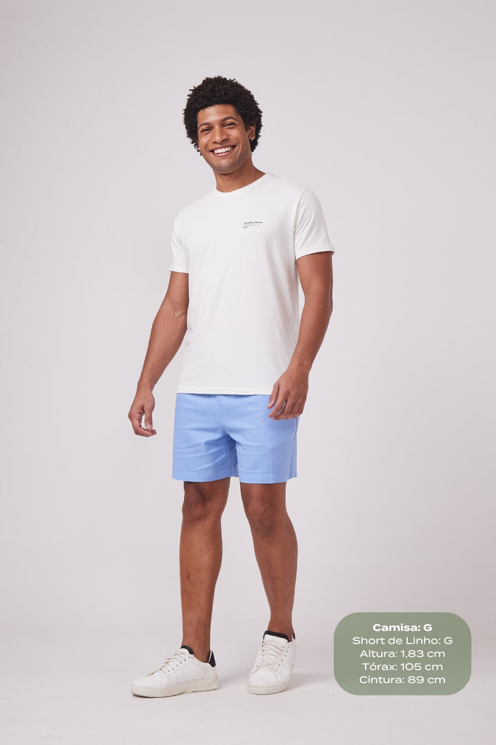 Short de Linho - Azul