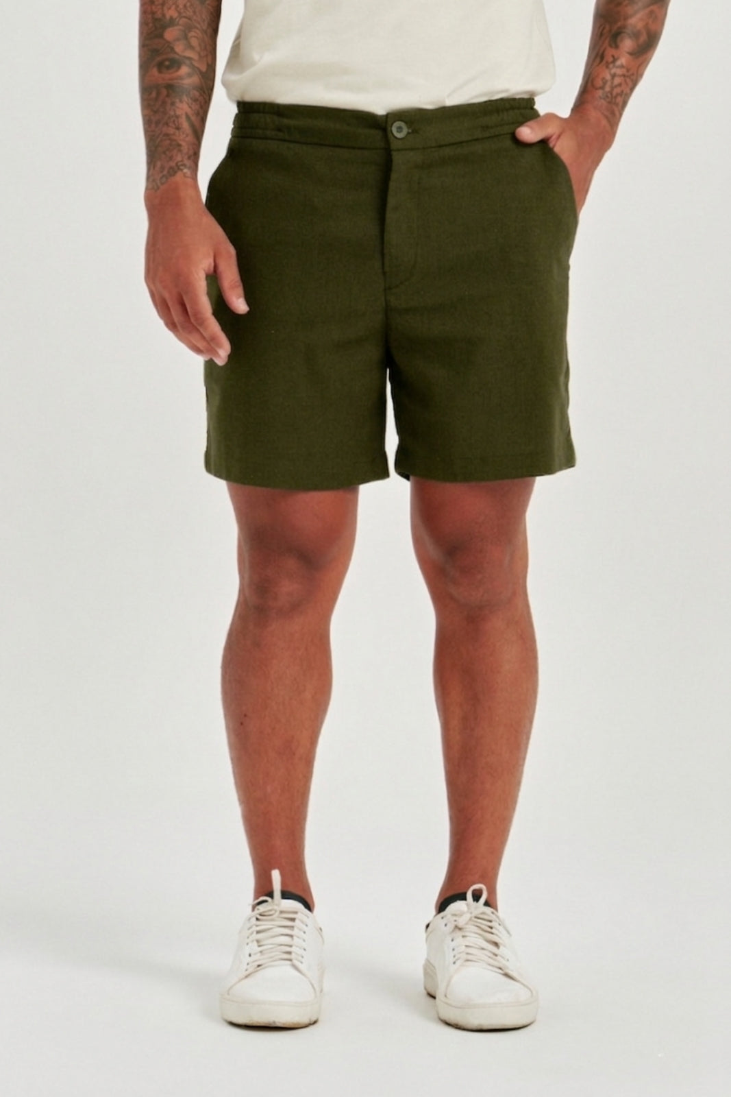 Short de Linho Caraíva - Verde Militar
