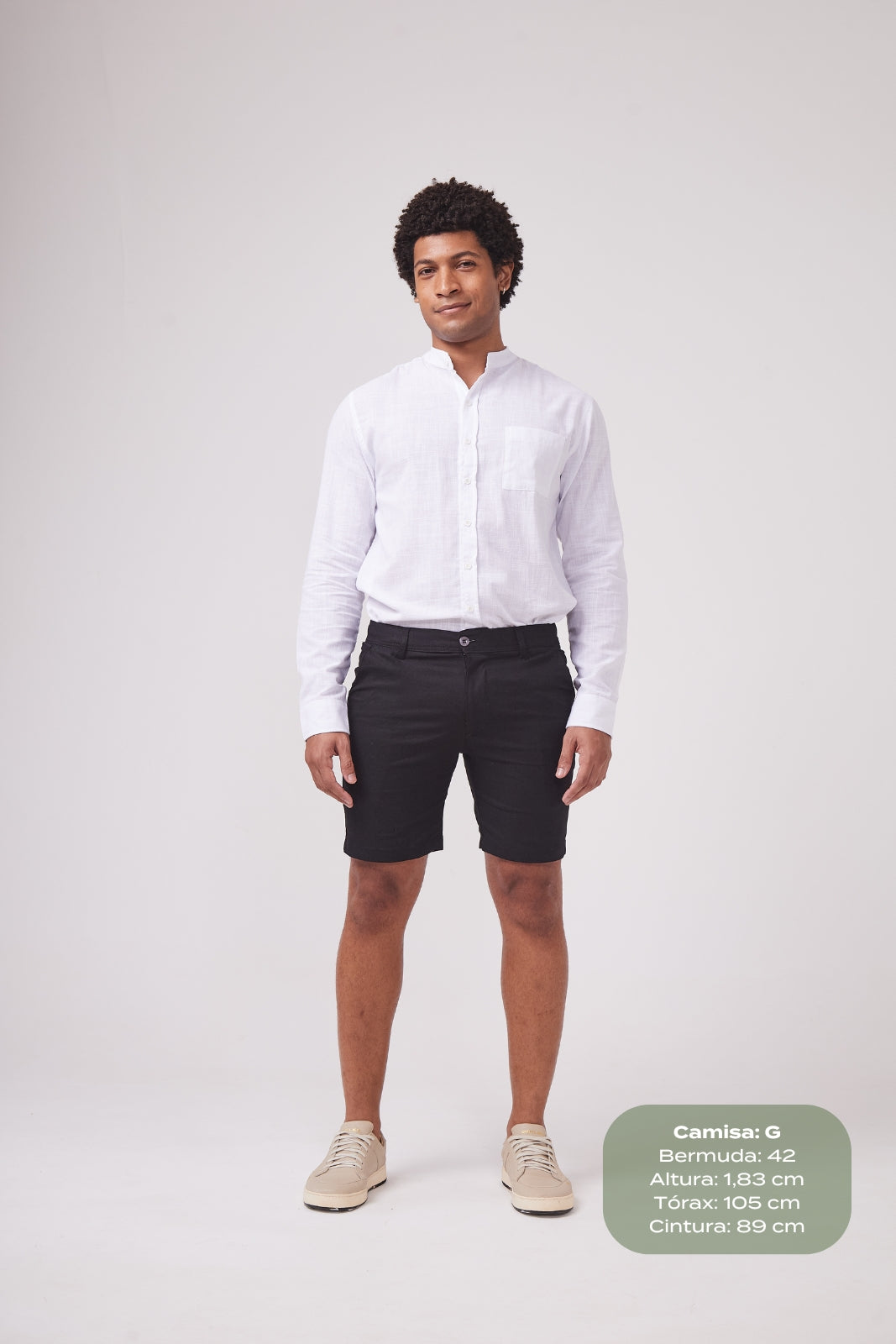 Bermuda de Linho Alfaiataria - Preta