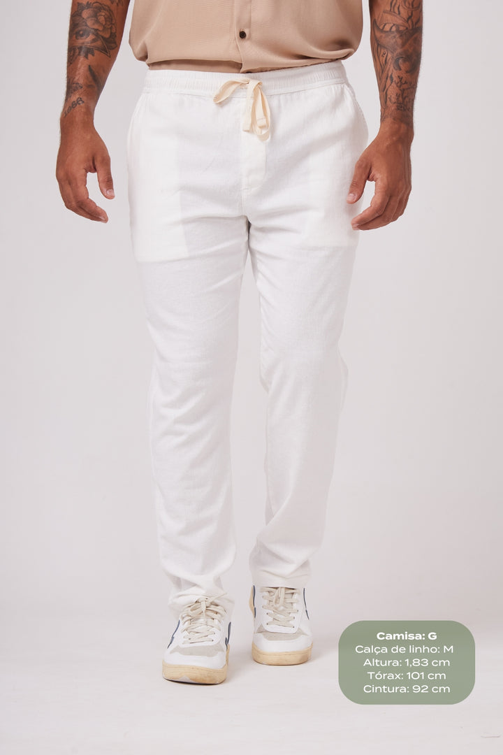 Calça de Linho Simple- Off-White