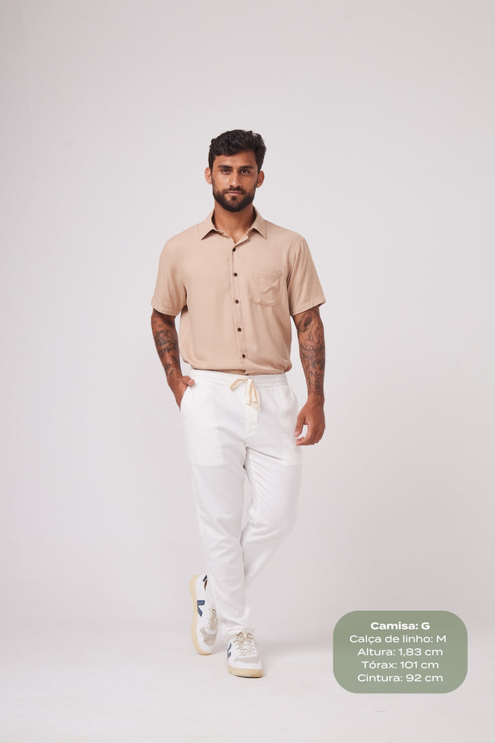 Calça de Linho Simple- Off-White