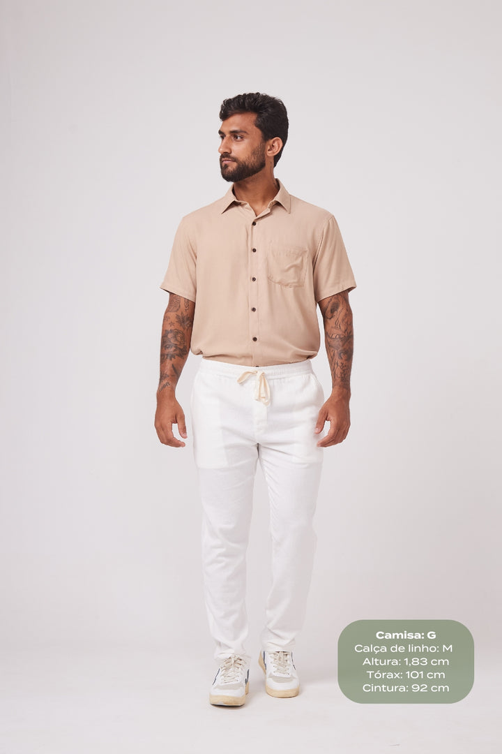 Calça de Linho Simple - Caramelo