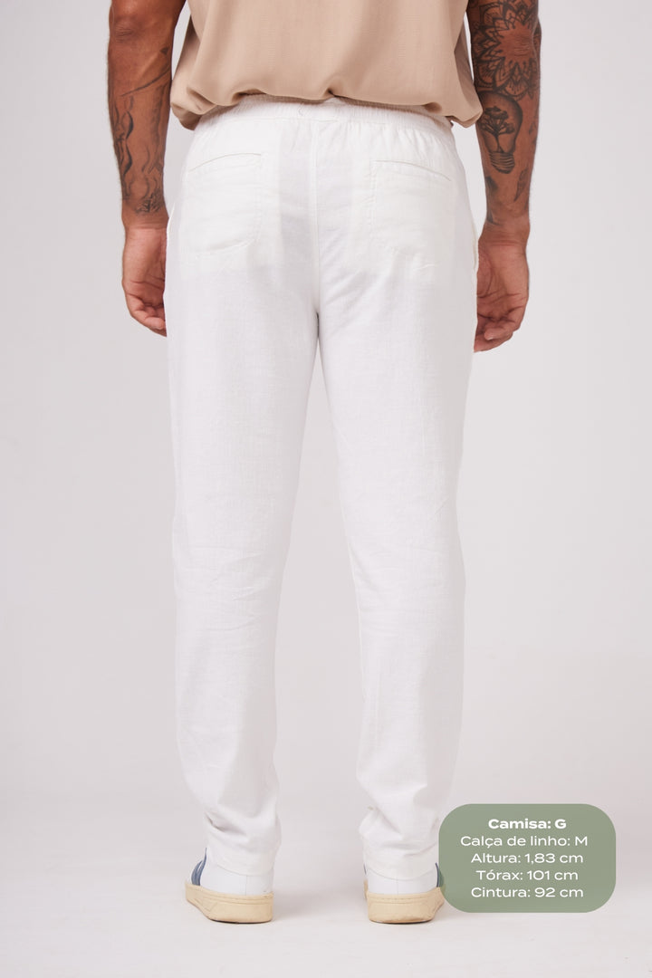 Calça de Linho Simple- Off-White