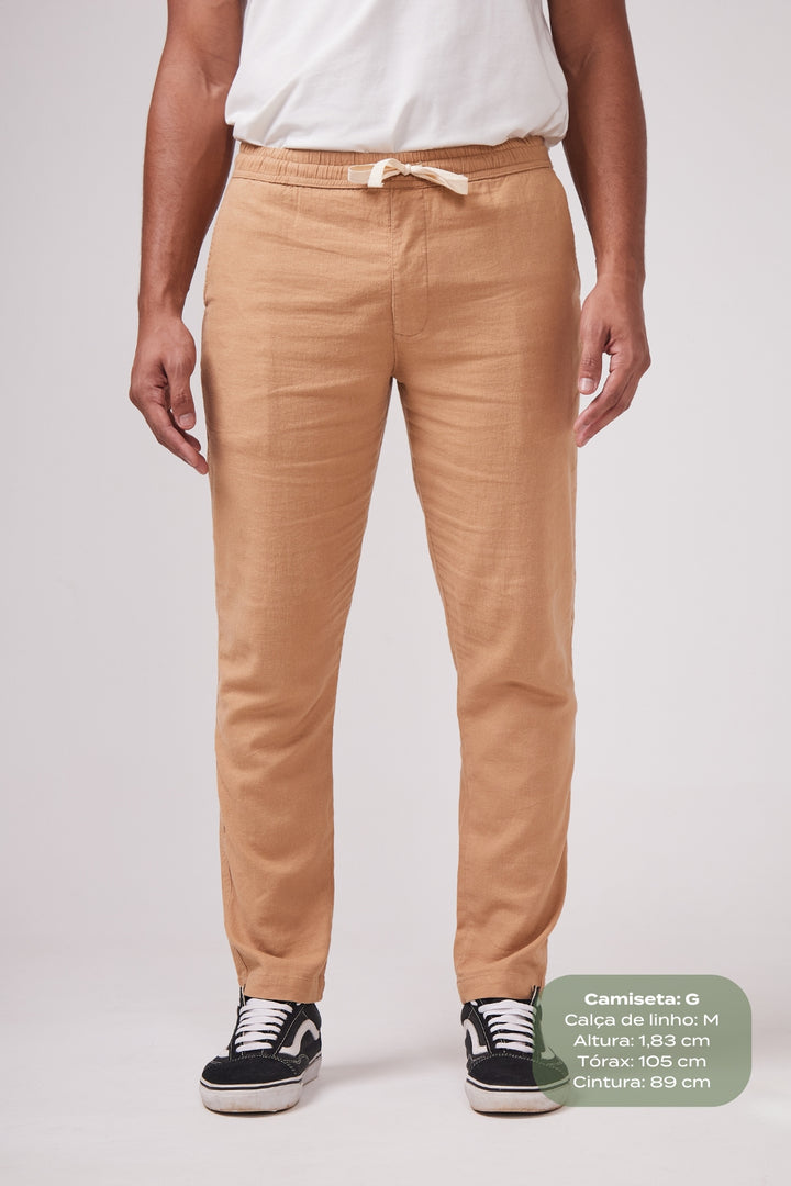 Calça de Linho Simple - Caramelo