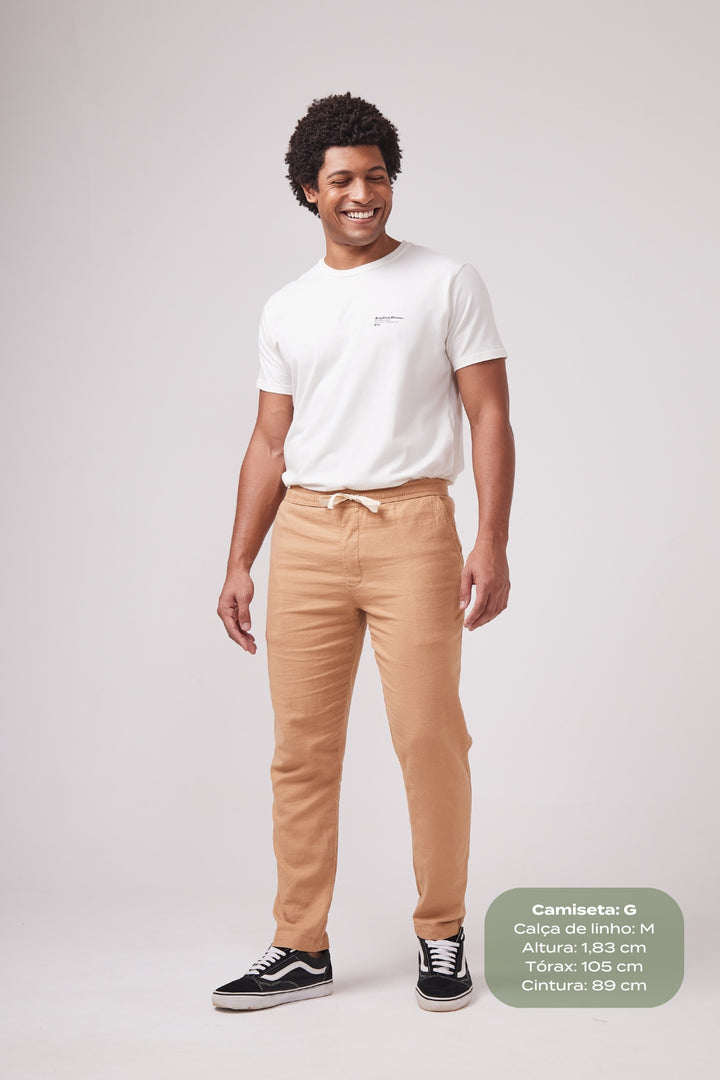 Calça de Linho Simple - Caramelo