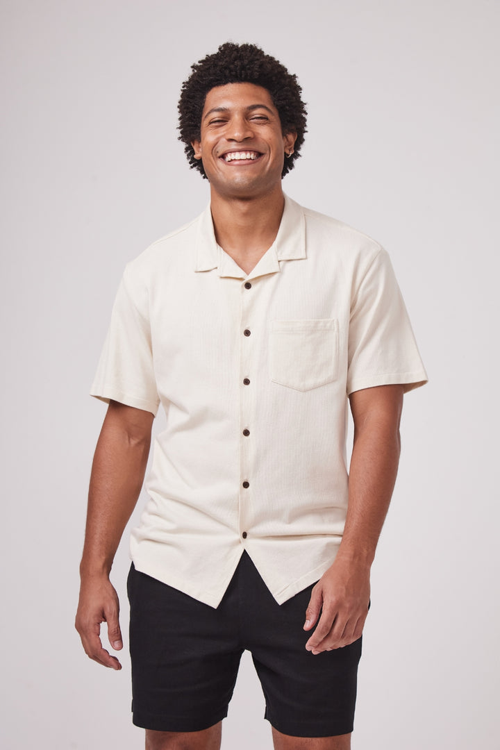 Camisa Blanc Gola Cubana - Areia