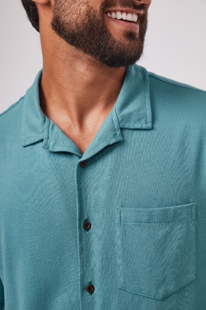Camisa Blanc Gola Cubana - Verde Água