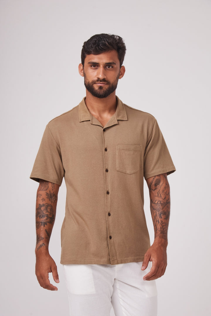 Camisa Blanc Gola Cubana - Caqui