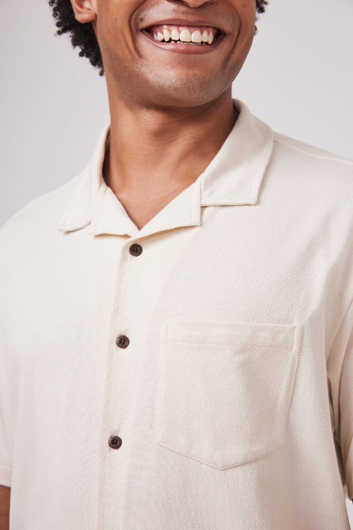 Camisa Blanc Gola Cubana - Areia